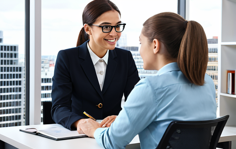 Career Coach in a Modern Office**
"A professional career coach, fully clothed in a stylish and modest business outfit, is having a supportive conversation with a young adult in a bright, modern office setting. The background includes bookshelves with career development resources and a large window overlooking a bustling city. Safe for work, appropriate content, professional, perfect anatomy, correct proportions, well-formed hands, natural pose, high quality."
**