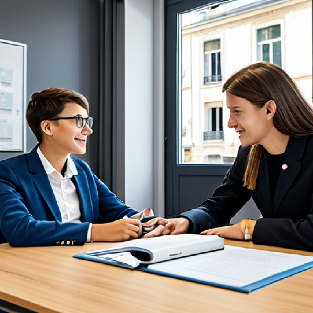 Modern Career Guidance**

"A professional career counselor in France, assisting a young student with career exploration using a digital platform, modern office setting, fully clothed, appropriate attire, safe for work, perfect anatomy, natural proportions, professional, high quality, family-friendly."

**