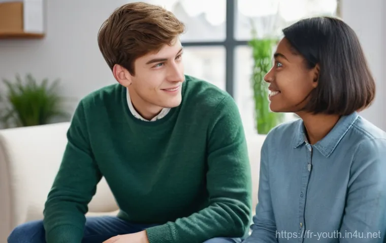 청소년상담사 현장에서 자주 쓰이는 기술 - **Prompt:** A heartwarming scene featuring a diverse French male teenager (16-17 years old) and a co...