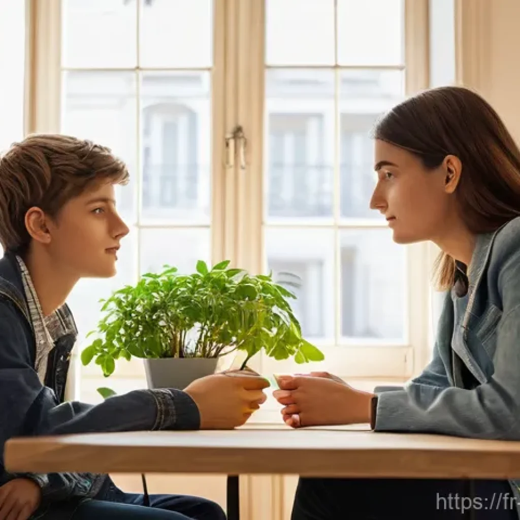 청소년상담사 자격증 취득 후 자주 묻는 질문 - **Prompt 1: The Initial Connection in a French Counseling Office**
    "A candid, authentic moment i...