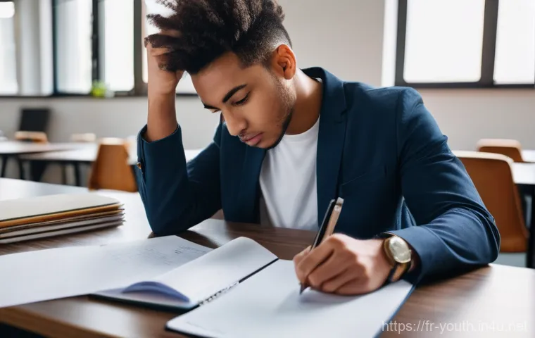 청소년상담사 시험에서 실수를 줄이는 방법 - **Prompt:** A young adult (20s, gender-neutral) sitting at a clean, modern desk in a well-lit exam h...