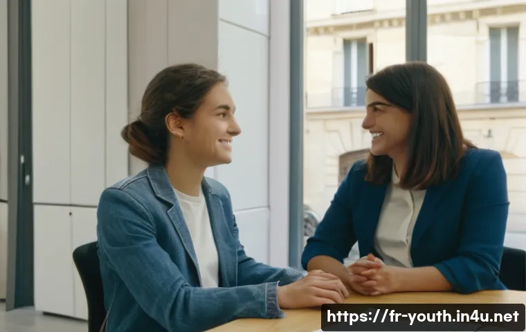 청소년상담사 업무 환경과 도전 과제 - **A Compassionate Youth Counselor in France:** A vibrant and well-lit office setting in a modern Fre...