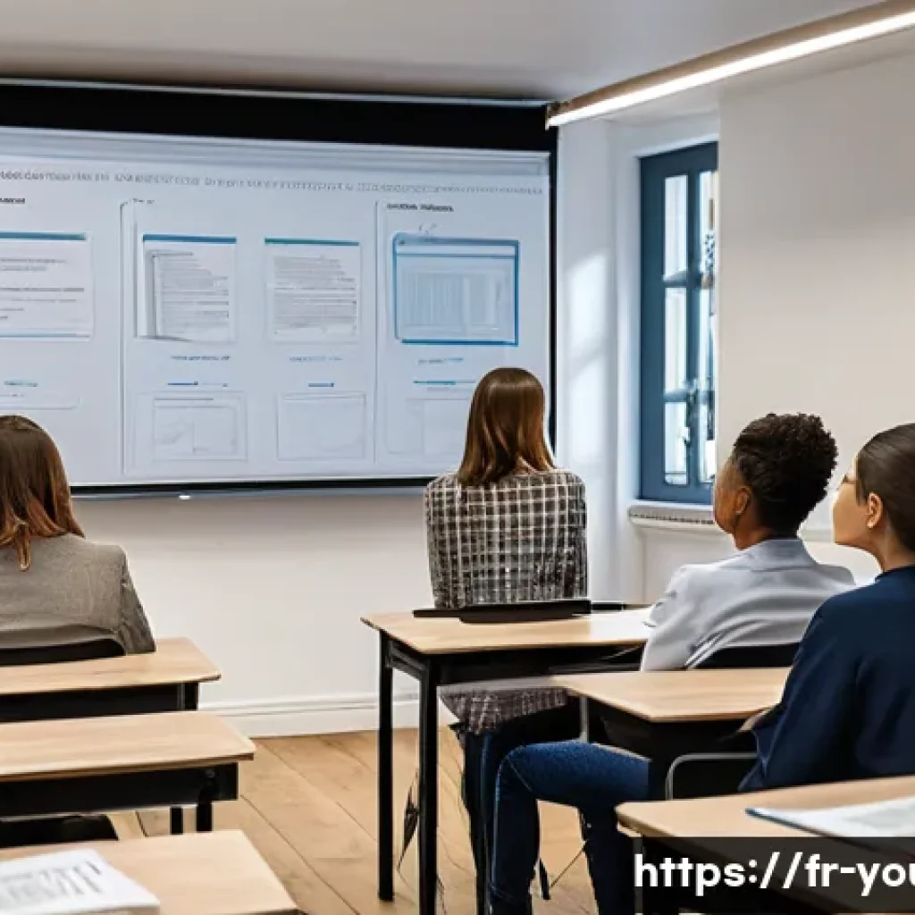 청소년상담사 자격증 합격률 통계 - A professional training classroom scene in Paris, featuring diverse adult students engaged in a coun...