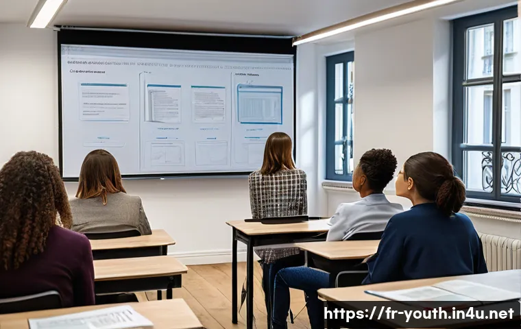 청소년상담사 자격증 합격률 통계 - A professional training classroom scene in Paris, featuring diverse adult students engaged in a coun...