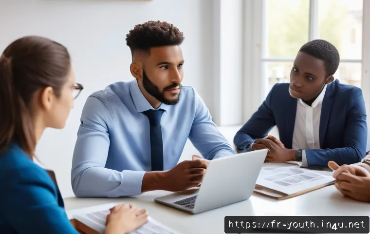 청소년상담사 자격증과 관련된 학위 과정 - A professional youth career counselor in a modern French university office, attentively listening wi...