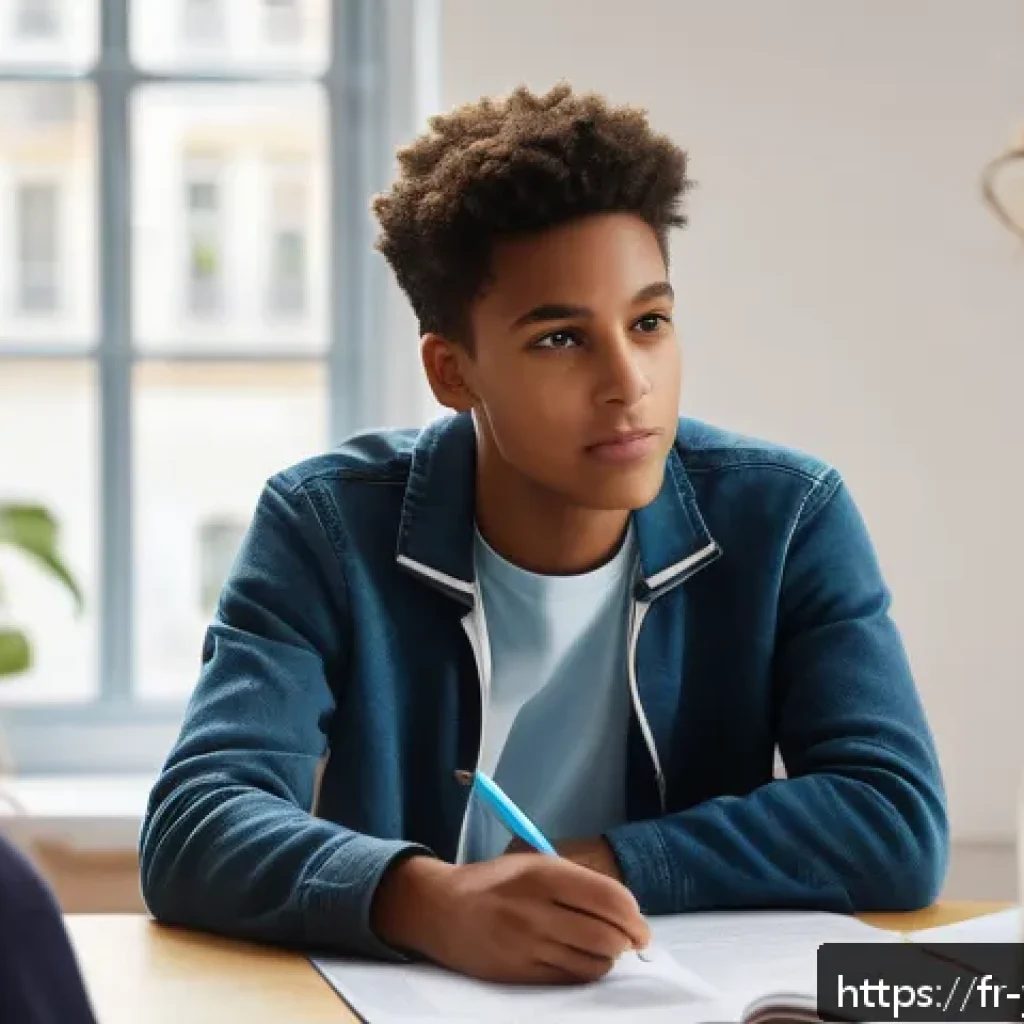 청소년상담사 실무와 필기시험의 차이 - A professional adolescent counselor in a modern French urban office, attentively listening with acti...