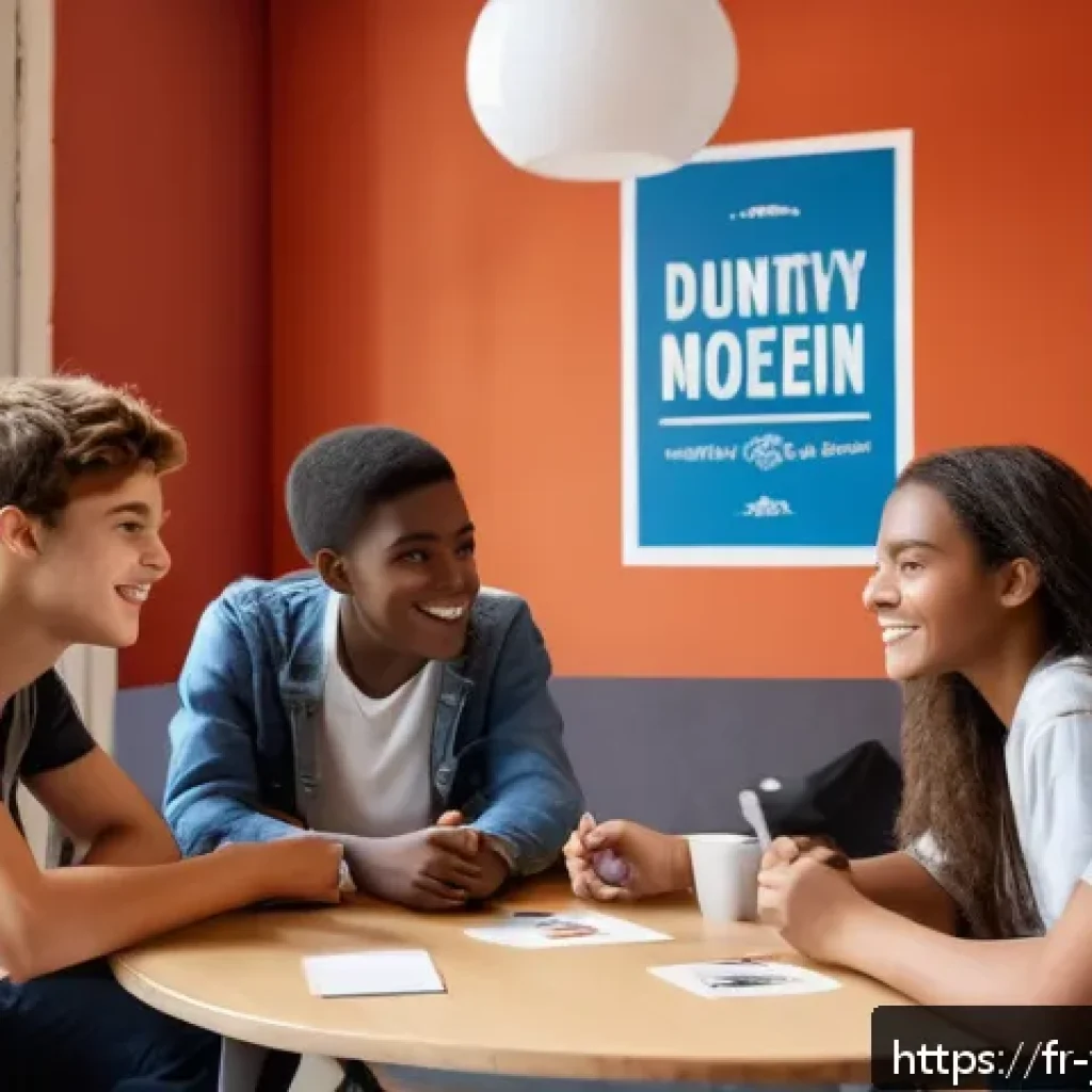 청소년상담사 자격증 소지자 구직 사이트 - A professional youth counselor interacting warmly with a diverse group of teenagers in a bright comm...