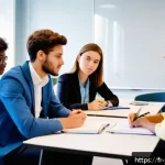 청소년상담사 자격증 취득 후 학습 지속법 - A professional French youth counselor attending a modern in-person training workshop focused on adol...